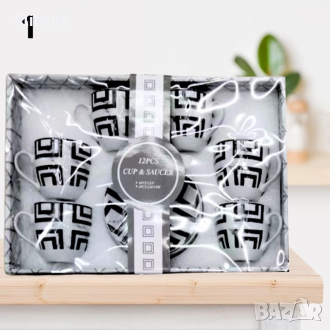 Луксозен комплект от 6 броя чаши за кафе с чинийки, снимка 5 - Чаши - 52901498