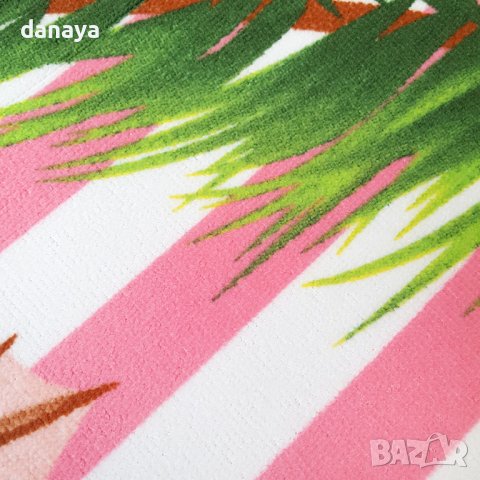 2866 Плажна кърпа Розово фламинго, 150×70 cm, снимка 4 - Хавлиени кърпи - 36668613