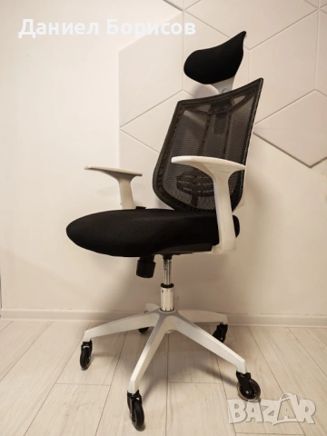 ергономичен офис стол Antares Eclipse - Бял/Черен (Меш), снимка 8 - Столове - 53214166