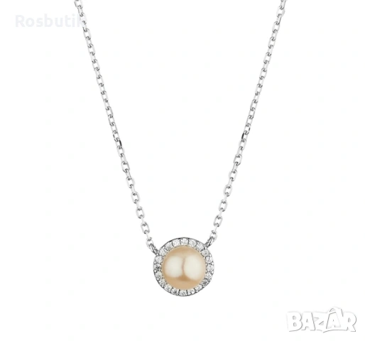 Сребърно колие с естествена розова перла 