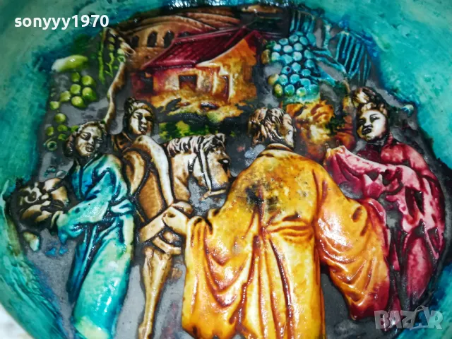 ГОЛЯМ МАСИВЕН РЕЛЕФЕН ПЕПЕЛНИК С ЯПОНСКИ МОТИВИ-ВНОС SWISS 1101251957, снимка 9 - Антикварни и старинни предмети - 48644730