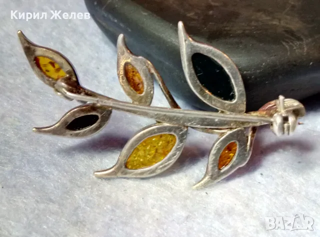 ПРЕКРАСНА ФЛОРАЛНА КЕХЛИБАРЕНА СРЕБЪРНА БРОШКА СРЕБРО 925 с 100% НАТУРАЛЕН БАЛТИЙСКИ КЕХЛИБАР 48245, снимка 7 - Други - 48480756