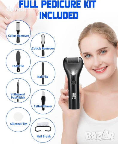 Електрическа пила за премахване на твърда кожа и мазоли за крака, 3 ролки, снимка 8 - Електрически пили за пети - 54108453