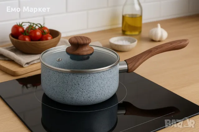 Касерола с капак Voltz  Siena, 18x8см.\2л., Мраморно каменно керамично покритие