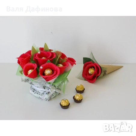 Ръчно изработени цветя от креп хартия, снимка 2 - Изкуствени цветя - 54147197