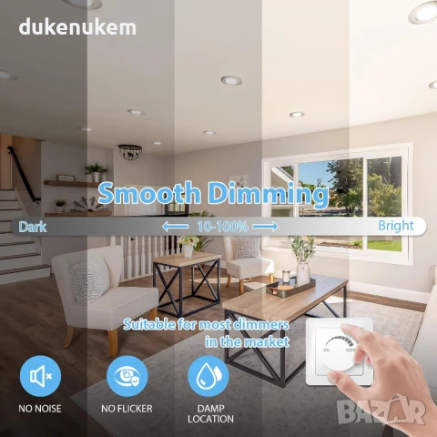 НОВИ! LED лунички за вграждане 6W, топла светлина, 6 бр/к-кт, снимка 2 - Лед осветление - 50487081