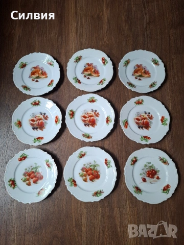 Антикварен Комплект Десертни Чинии „P.K. Silesia“ – Късче История от Силезия, снимка 3 - Сервизи - 53913619