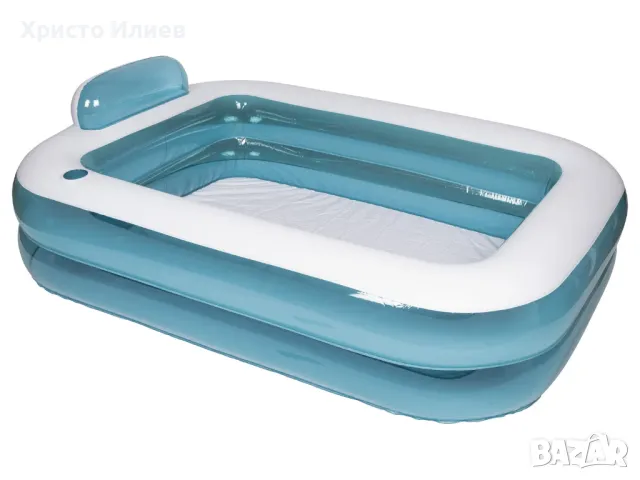Надуваем детски басейн с вградени облегалка и чаша 202×151×46/60см, снимка 2 - Басейни и аксесоари - 47575078