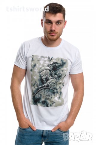 Нова мъжка бяла тениска с дигитален печат Рагнар Лодброк, сериала Викинги, снимка 7 - Тениски - 28166760