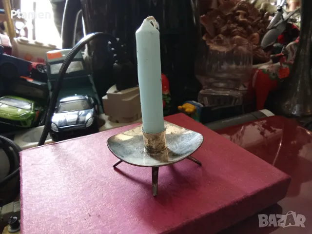 Малък посребрен шведски свещник , снимка 1