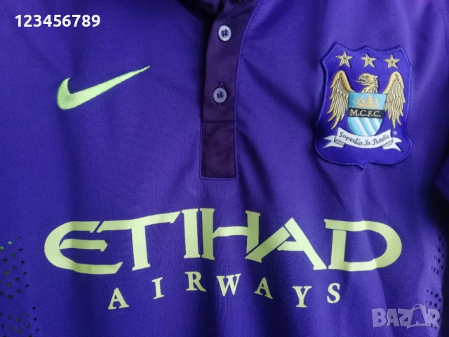 Manchester City Nike оригинална тениска фланелка Манчестър Сити размер S трети екип 2014/2015, снимка 3 - Тениски - 51407051