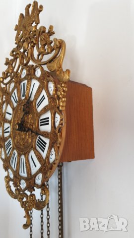 Бронзов рядък стенен механичен швейцарски часовник, снимка 14 - Антикварни и старинни предмети - 42497168