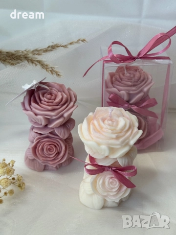 Декоративна соева свещ”Рози”, снимка 3 - Романтични подаръци - 52503229