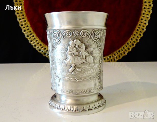 Чаша от калай Козирог. , снимка 2 - Антикварни и старинни предмети - 37783622