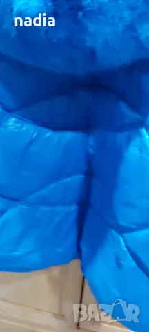 Дамско зимно яке с голям пух на качулката,турско синьо,дължина 80,гръдна 125