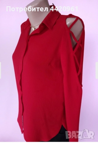 Дамска червена риза с изрязани рамене