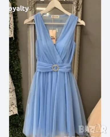 Дамска официална рокля от тюл синя