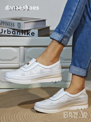 Дамски обувки без връзки от естествена кожа с перфорация , снимка 9 - Дамски ежедневни обувки - 53925963