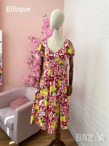 лятна дълга рокля с лимони 