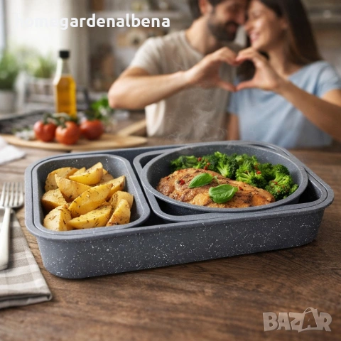 Комплект тави за печене Cheffinger 4 части мраморно незалепващо покритие