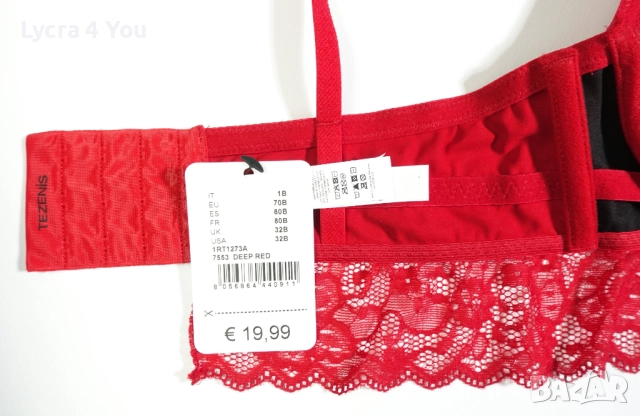 Tezenis 70B сутиен в червен наситен цвят, снимка 9 - Бельо - 52701099