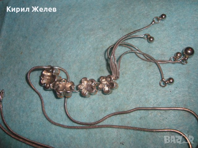 ИСКРЯЩО СТИЛНО ПОСРЕБРЕНО ФЛОРАЛНО КОЛИЕ ПЕНДАНТ АРТ МЕДАЛЬОН с ФАСЕТИРАНИ КРИСТАЛИ 3963, снимка 9 - Колиета, медальони, синджири - 35261394