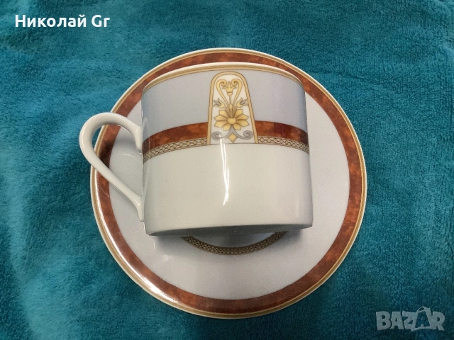 Чаша и чинийки  произведено в Германия  порцелан  Ар Нуво отличен състояние , снимка 2 - Чаши - 53945314