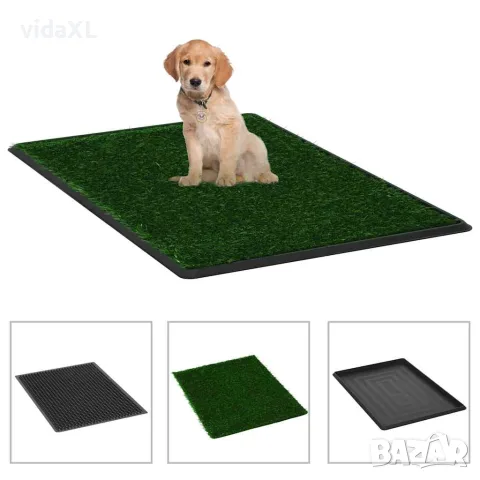 vidaXL Кучешка тоалетна с тава и изкуствена трева, зелена, 76x51x3 см, снимка 2 - За кучета - 56146176