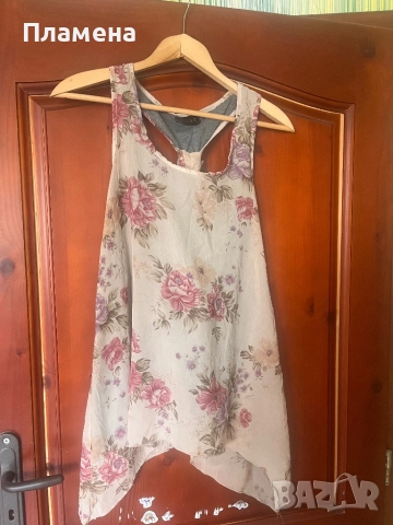 Летен потник бежова гама с цветя рози на гърба с м 