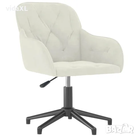 vidaXL Въртящ се офис стол, кремав, кадифе