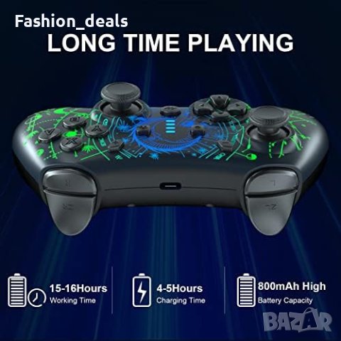 Нов Безжичен Про Контролер джойстик за PC, телефон iPhone, Android, Switch с LED и Турбо, снимка 5 - Аксесоари - 42700817