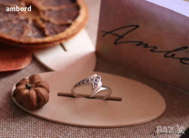 Нежен сребърен пръстен - модел R033, снимка 3 - Пръстени - 48375012