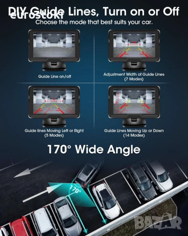 Jansite P067 Безжична камера за заден ход AHD 1080P с 5-инчов монитор 6 LED светлини, 170° широкоъгъ, снимка 8 - Аксесоари и консумативи - 51097024