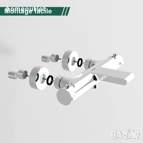 ПРОМОЦИЯ Термостатен смесител за вана и душ с каскаден водопад AIHOM ZM300031 SILVER, снимка 3 - Смесители - 51985847