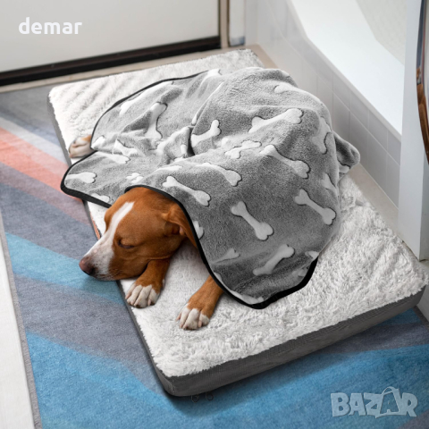 KYG Одеяло за кучета Beany, меко и топло, 104 × 76 см, сиво, снимка 6 - За кучета - 44595716