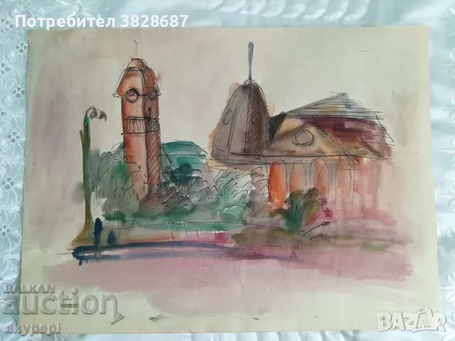 Акварел на картон, снимка 2 - Картини - 48282574