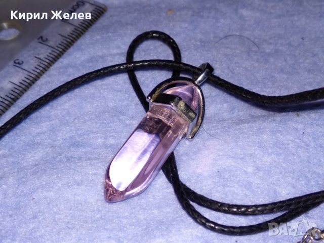 КРАСИВО СТИЛНО ХЕНД-МЕЙД ВИНТИДЖ КОЛИЕ с ПРОЗРАЧЕН ОГНЕН АМЕТИСТ 37032