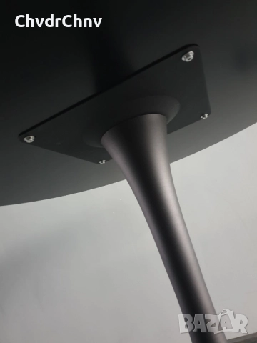 Метална трапезна кръгла маса/черен алуминиев крак 77см/стъклен плот 100см, снимка 5 - Маси - 52041218