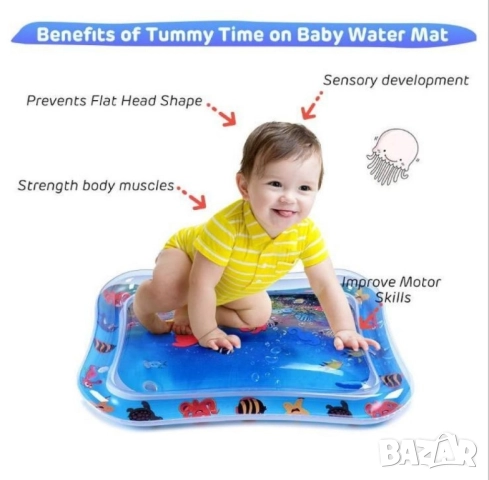 Нетоксичен надуваем бебешки матрак с вода 60*55 см.1, снимка 2 - Други - 52555964
