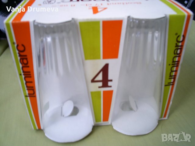 ретро сервиз стъклени чаши от Франция модел стъклени арки - нови