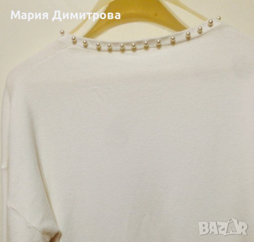 Модерна блуза с перли и кристали, снимка 7 - Блузи с дълъг ръкав и пуловери - 38186408