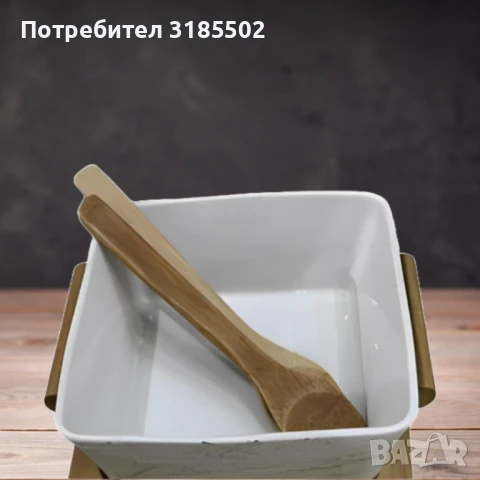 Керамичен съд - купа, с дървени аксесоари, снимка 5 - Прибори за хранене, готвене и сервиране - 51420727