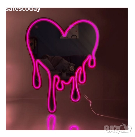 Огледало със светлина, Лед, 61см, Сърце, снимка 3 - Огледала - 51845449