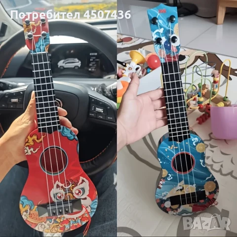 Младежка карикатурна китара укулеле за деца, 43,5x14,5 см.,4 струни, Детска играчка Укулеле Материал, снимка 2 - Китари - 50812466
