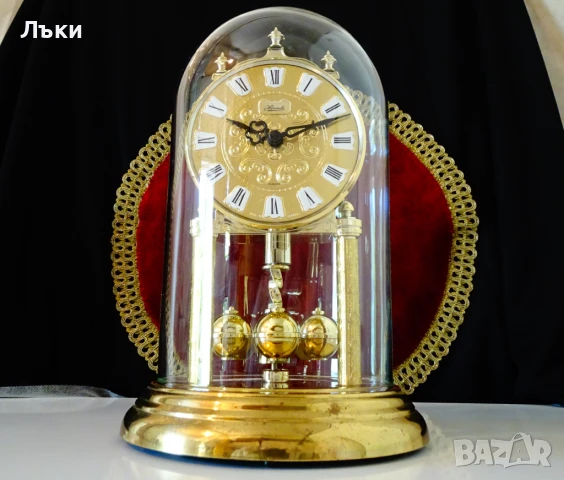 Настолен часовник,стъклен купол,барок,позлата. , снимка 12 - Антикварни и старинни предмети - 51409763