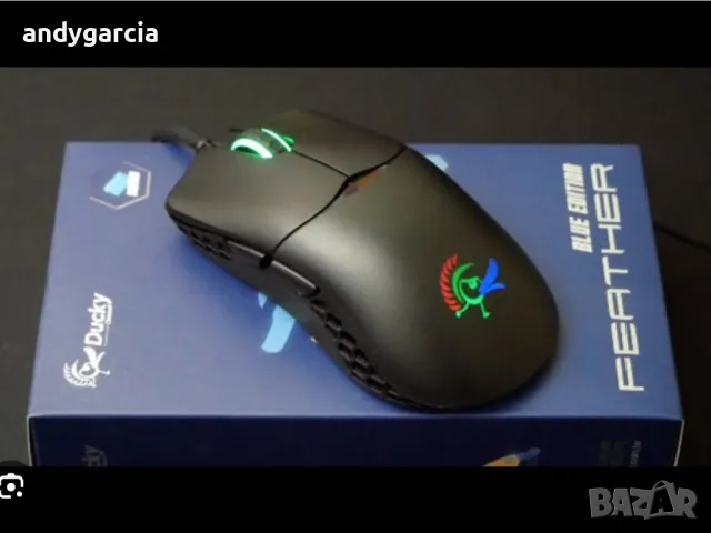 Ducky Feather RGB Black & White Omron 16 000 dpi 65 грама 5 бутона, чисто нова геймърска мишка