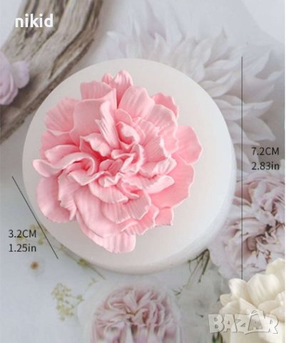 Едро цвете божур Гардения Силиконов молд форма фондан гипс шоколад свещ сапун, снимка 2 - Форми - 44151750