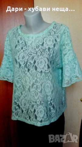 Дантелен топ в цвят мента🍀👗M/L,L👗🍀арт.2089, снимка 2 - Корсети, бюстиета, топове - 33707570