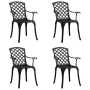 vidaXL Градински столове, 4 бр, лят алуминий, черни(SKU:315573