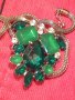 ЗЕЛЕН АХАТ и ХРИЗОЛИТ ПОЗЛАТЕН ВИНТИДЖ РАЗКОШЕН БЛЕСТЯЩ МЕДАЛЬОН КОЛИЕ 72851, снимка 4